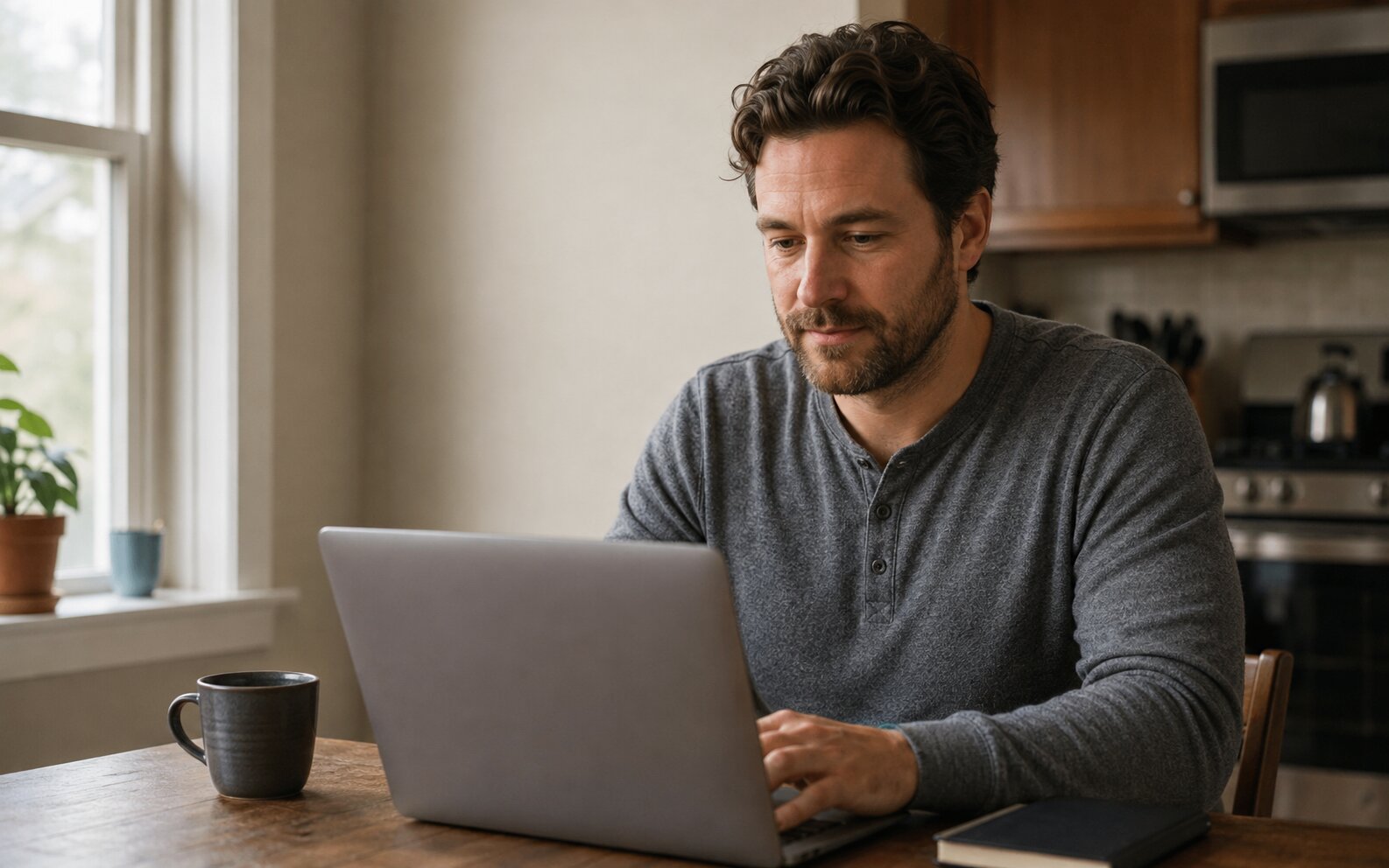 Person using a laptop at a desk