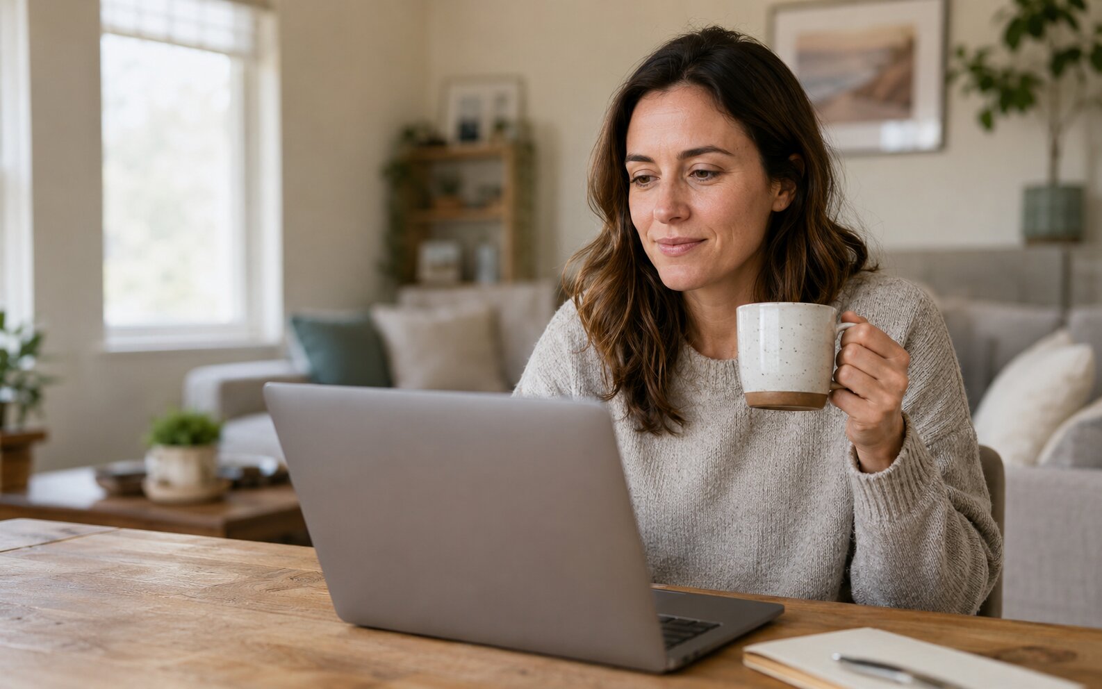 Person using a laptop at home